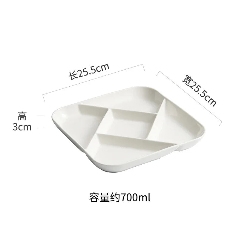 Square Ceramic Multi Grid Plate  Fruit Plate Appetizer Plate Dessert Sushi Dish Artistic Conception Tableware
