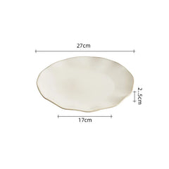 Beige Irregular Ceramic Steak Plate – Textured Dinner Plate-NIMSY