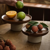 Wood round Stand Tray