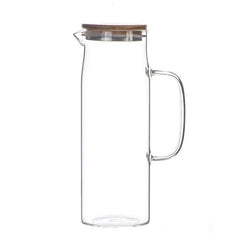 Borosilicate Glass Kettle with Bamboo Lid – 1.5L Transparent Coffee Server with Filter-NIMSY