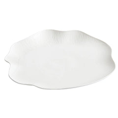White Irregular Ceramic Salad Plate – Textured Dinner Plate-NIMSY