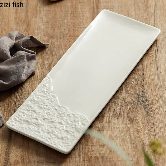 Half Stone Pattern Long Strip Plate Ceramic