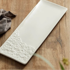 Half Stone Pattern Long Strip Plate Ceramic