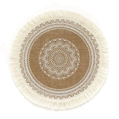 Round Linen Placemat – Vintage Table Mat – 38cm-NIMSY