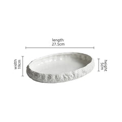 Rock Texture Ceramic Main Dish Plate Kitchen Household Pasta Steak Dish Plate Creative Pure White Characteristic Tableware