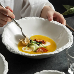 Simple White Ceramic Salad Bowl Kitchen Restaurant