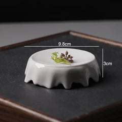 White Ceramic Seasoning Plate – Irregular Round Sauce Dish – 9.8cm-NIMSY