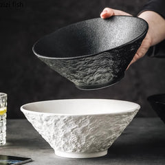 Solid Color Stone Patterned Ceramic Bowl