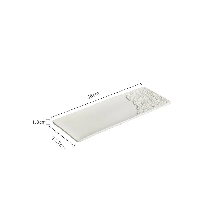 Half Stone Pattern Long Strip Plate Ceramic