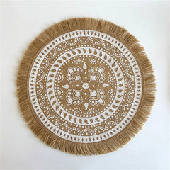 Round Linen Placemat – Vintage Table Mat – 38cm-NIMSY
