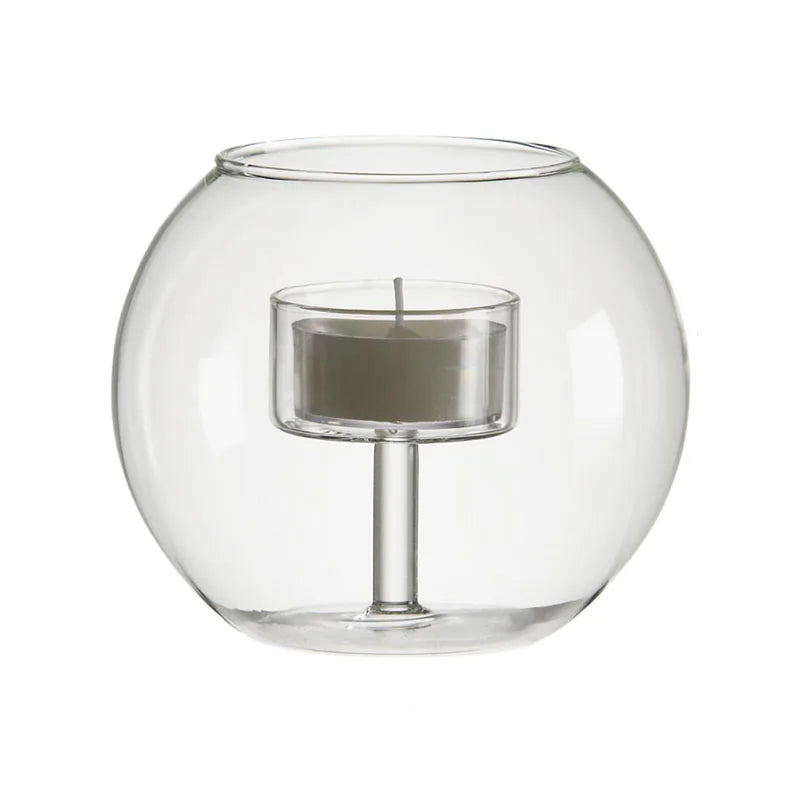 Clear Glass Candle Holder – Countertop Decorative Candle Holder-NIMSY