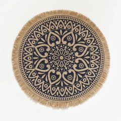 Round Linen Placemat – Vintage Table Mat – 38cm-NIMSY
