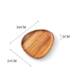 Wooden Bamboo Serving Tray – Irregular Oval Brown Tray-NIMSY