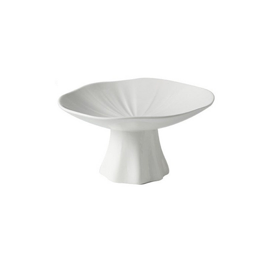 Pure White Porcelain High-Foot Plate – New Chinese Style Serving Dish-NIMSY