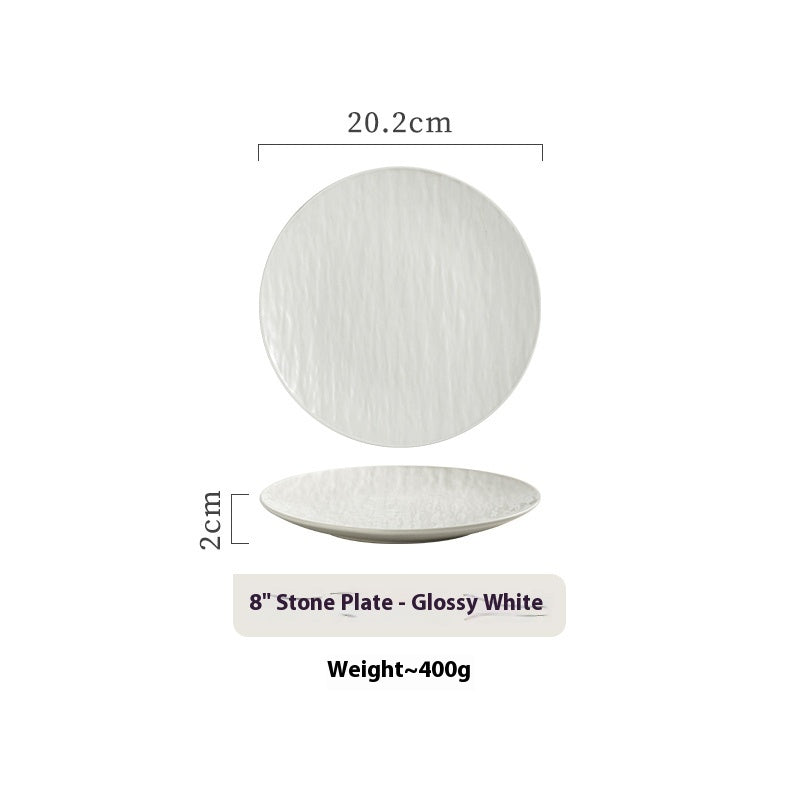 Bright White Ceramic Dinner Plate – Round Minimalist Plate-NIMSY