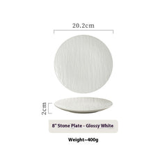 Bright White Ceramic Dinner Plate – Round Minimalist Plate-NIMSY