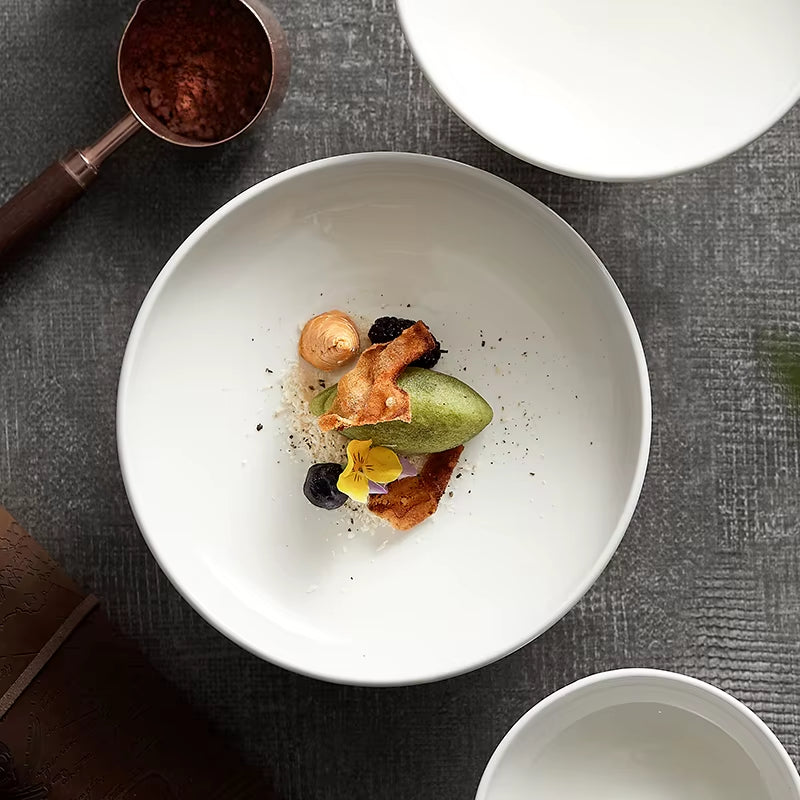 Ceramic Round Fruit Snack Dish - Elegant Vertical Storage Tray for Desserts and Pasta, Ideal for Restaurant Tableware