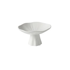 Pure White Porcelain High-Foot Plate – New Chinese Style Serving Dish-NIMSY