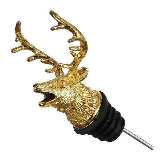 Deer Head Wine Bottle Stopper – Zinc Alloy & Silicone Bar Accessory-NIMSY