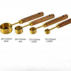 4 Pcs Stainless Steel Measuring Spoon Set – Wooden Handle-NIMSY