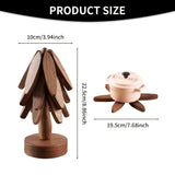 4PCS Wooden Trivets for Hot Dishes Folding 