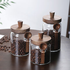 3 Pcs Glass Coffee Jars with Spoons – High Borosilicate Glass – Transparent-NIMSY