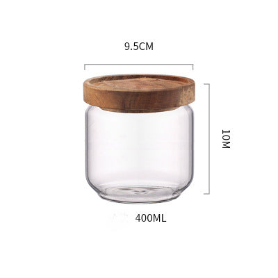 Acacia Wood Glass Storage Jar – Round Kitchen Storage Jar-NIMSY