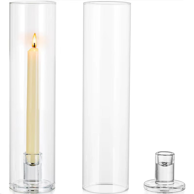 2 Glass Windproof Candle Holders, Romantic Light for Home Wedding Decoration