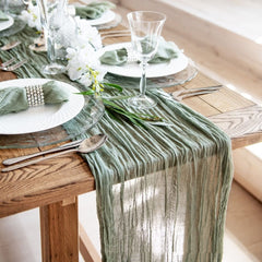 Boho Linen Table Runner with Tassels