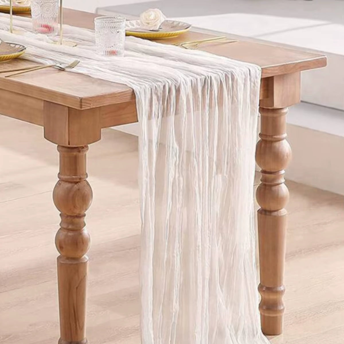 Semi-Sheer Gauze Table Runner Sage 