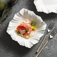 White Porcelain Square Leaf Bowl – Underglaze Serving Bowl-NIMSY